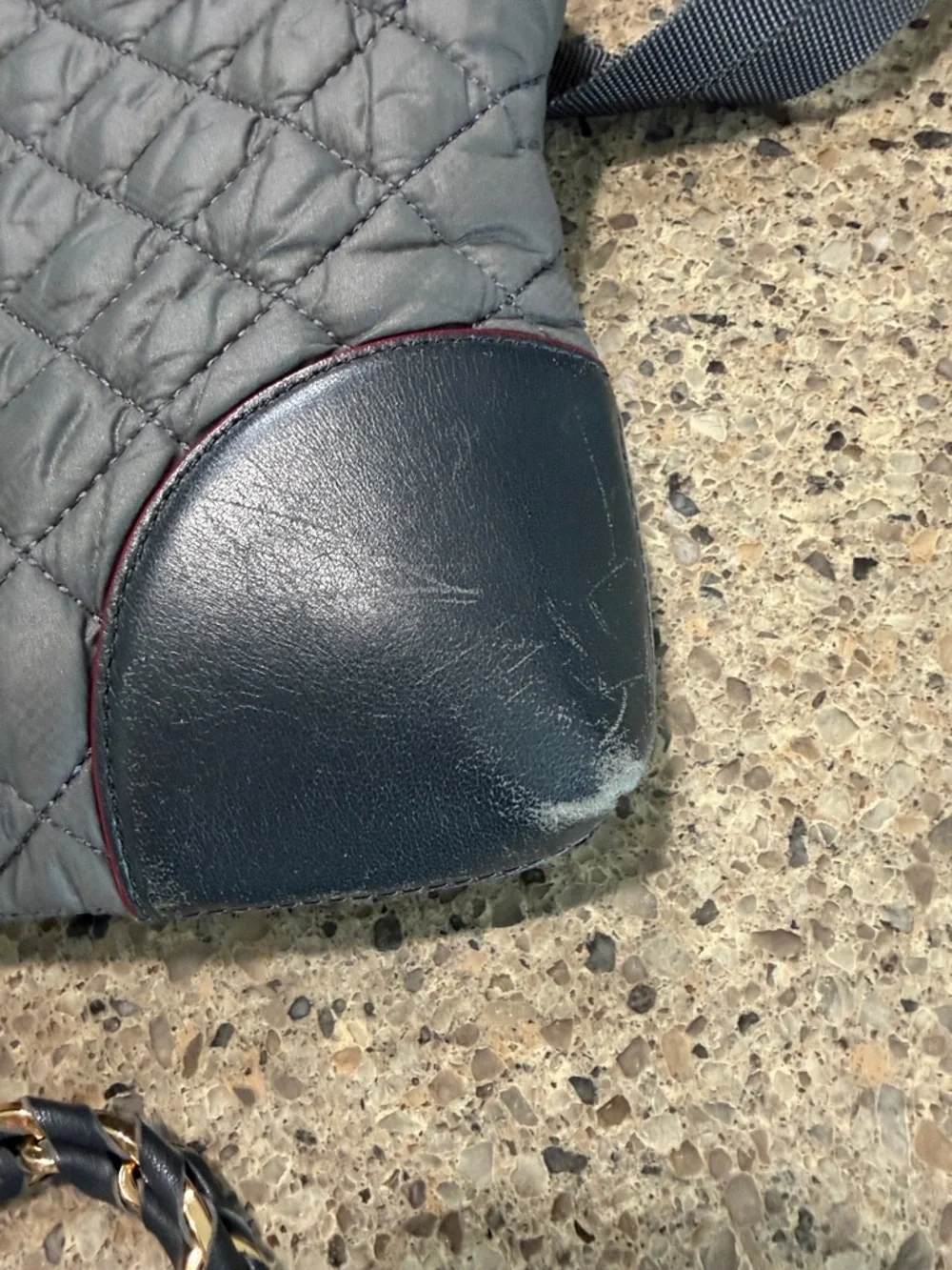 MZ Wallace Quilted Crossbody in Charcoal with Black Trim - Picture 7 of 13
